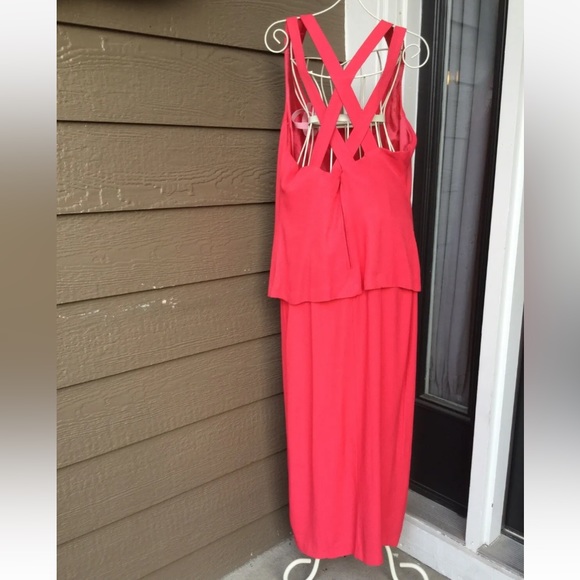 Dawn Joy fashions vtg  coral women’s embroidery detail Strappy Cross Back Dress - Picture 3 of 14